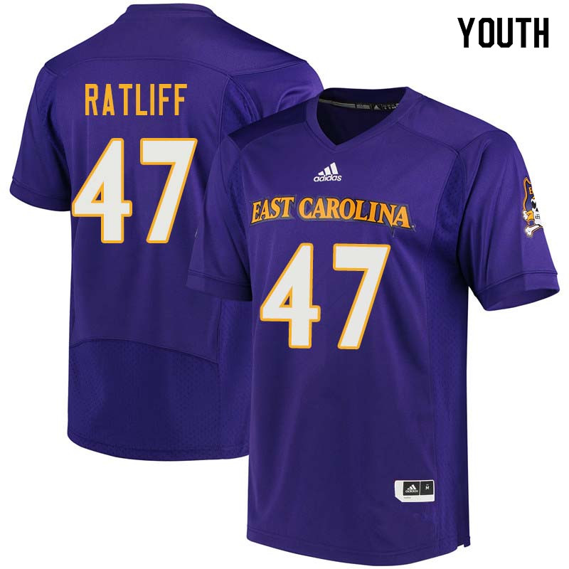 Youth #47 Anthony Ratliff East Carolina Pirates College Football Jerseys Sale-Purple - Click Image to Close